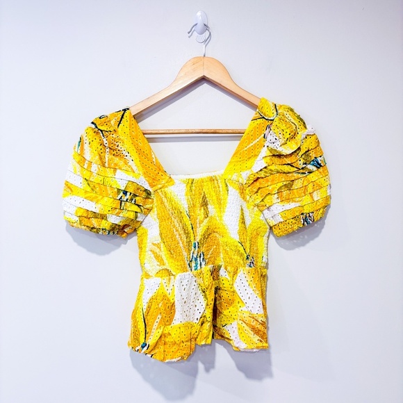 FARM RIO Azalea yellow floral print top - Picture 3 of 7